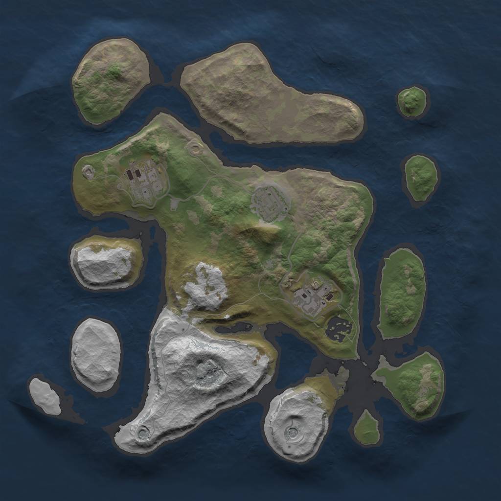 Rust Map: Barren, Size: 3000, Seed: 331503, 7 Monuments