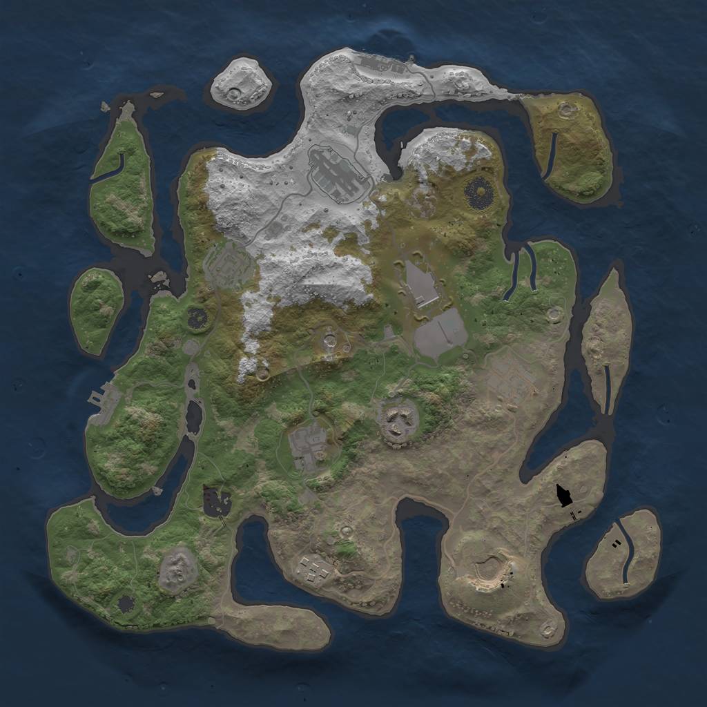 Rust Map: Procedural Map, Size: 3500, Seed: 129874563, 14 Monuments