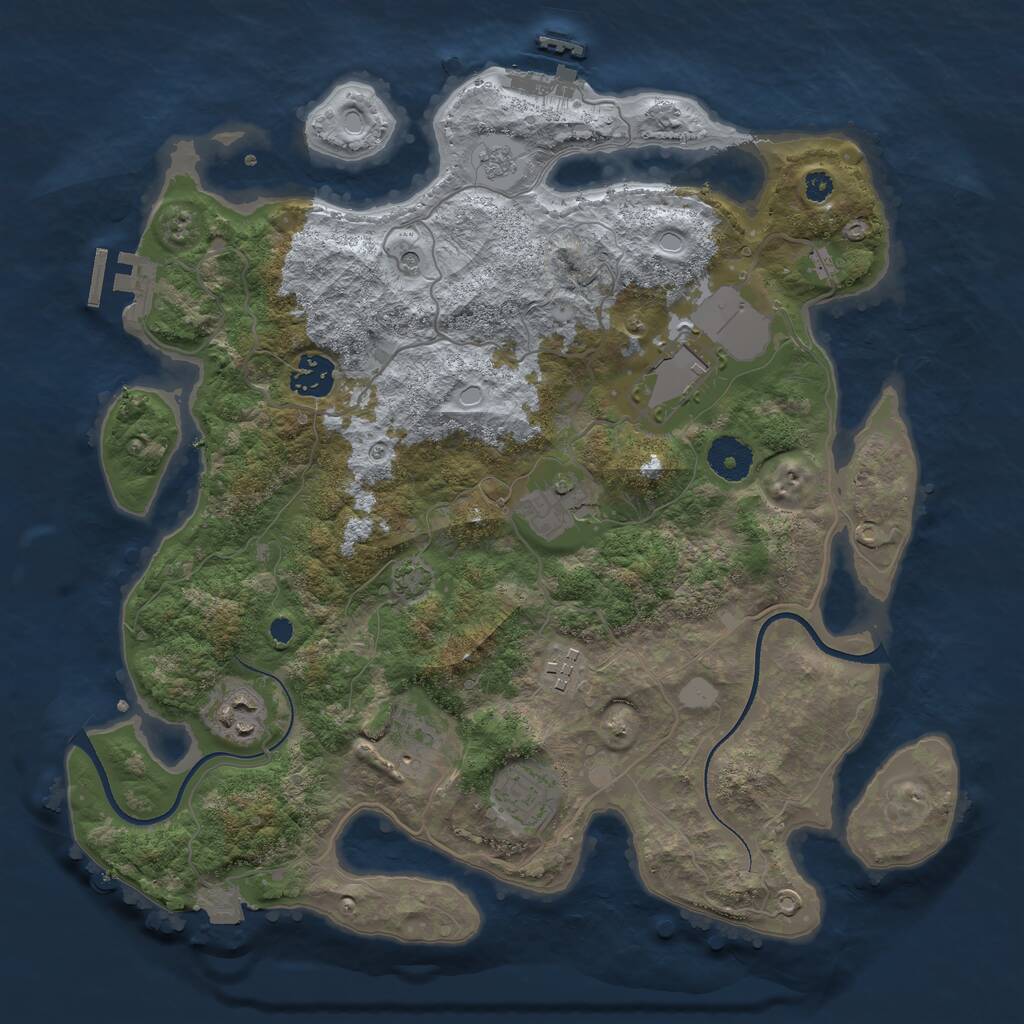 Rust Map: Procedural Map, Size: 3500, Seed: 129874563, 13 Monuments