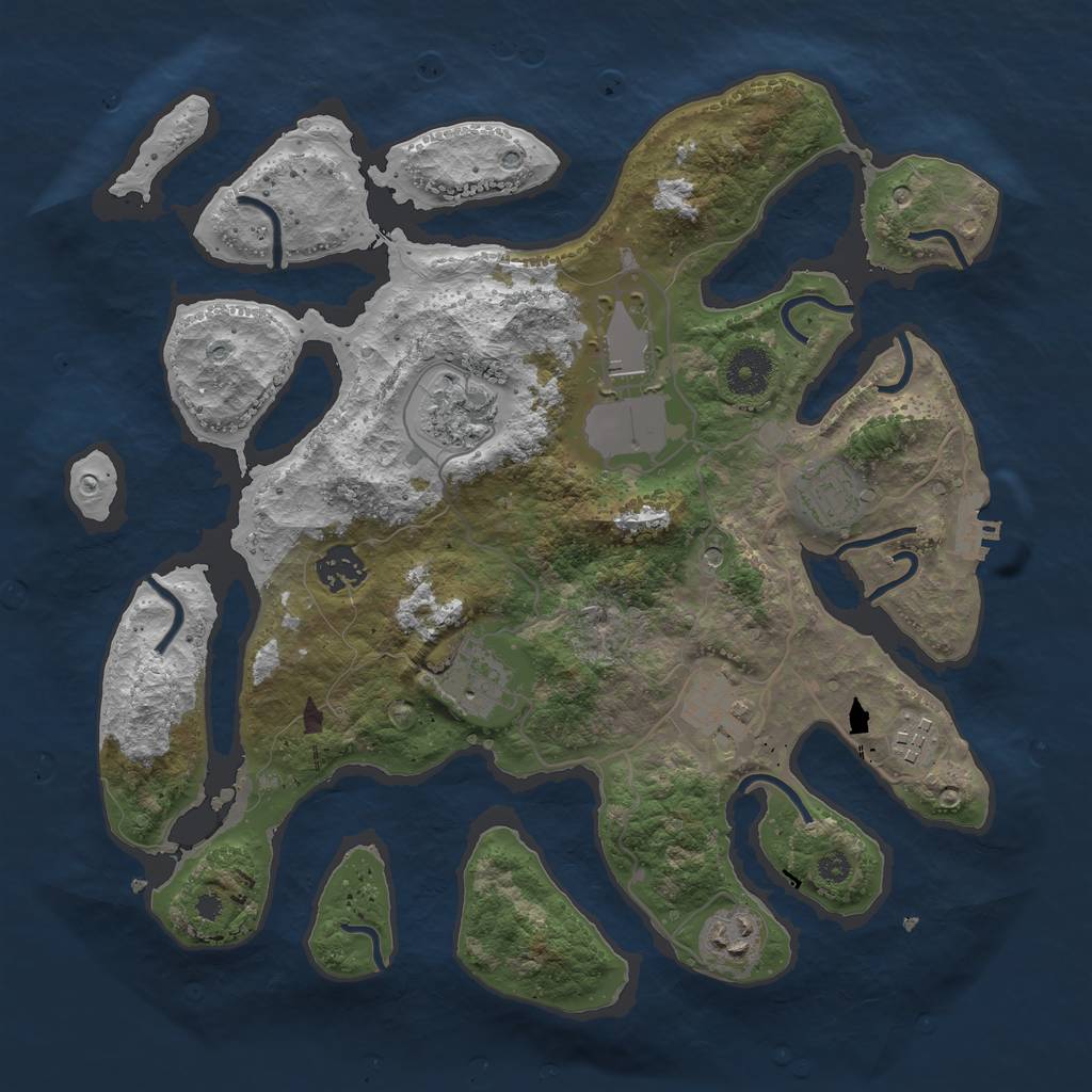 Rust Map: Procedural Map, Size: 3500, Seed: 5435, 12 Monuments