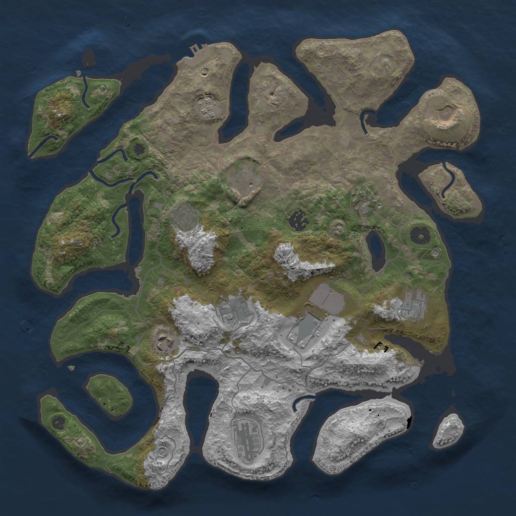 Rust Map: Procedural Map, Size: 4000, Seed: 2058358292, 15 Monuments