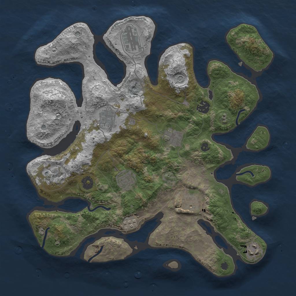 Rust Map: Procedural Map, Size: 3490, Seed: 235652234, 12 Monuments