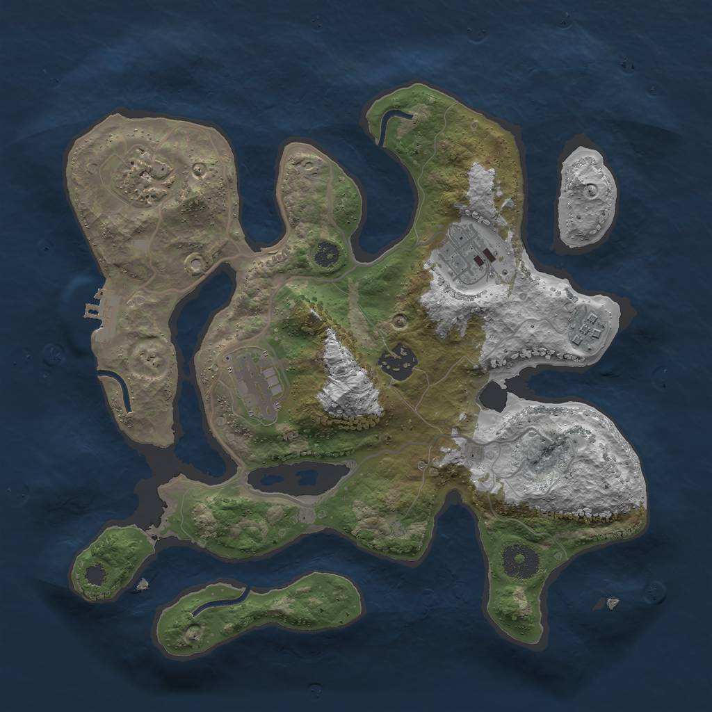 Rust Map: Procedural Map, Size: 3000, Seed: 253749978, 8 Monuments