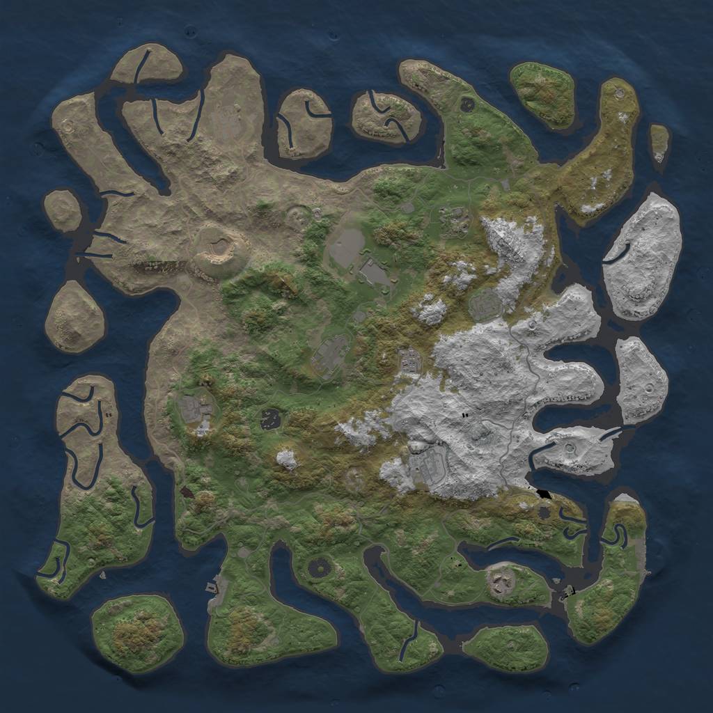 Rust Map: Procedural Map, Size: 5000, Seed: 1003114366, 16 Monuments