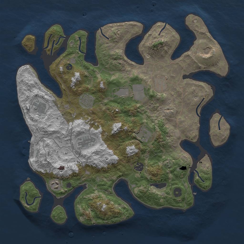 Rust Map: Procedural Map, Size: 4000, Seed: 768677567, 13 Monuments