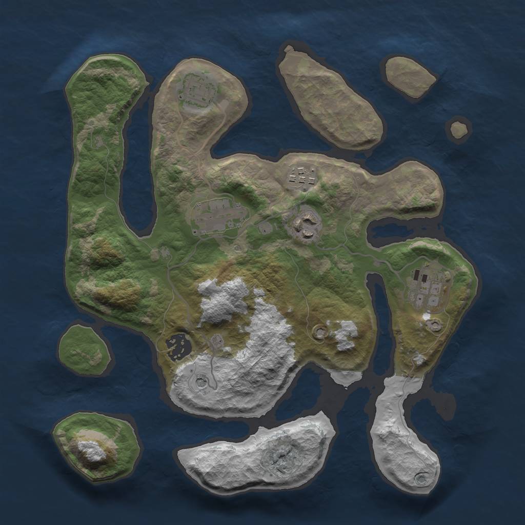 Rust Map: Barren, Size: 3000, Seed: 1988377125, 9 Monuments