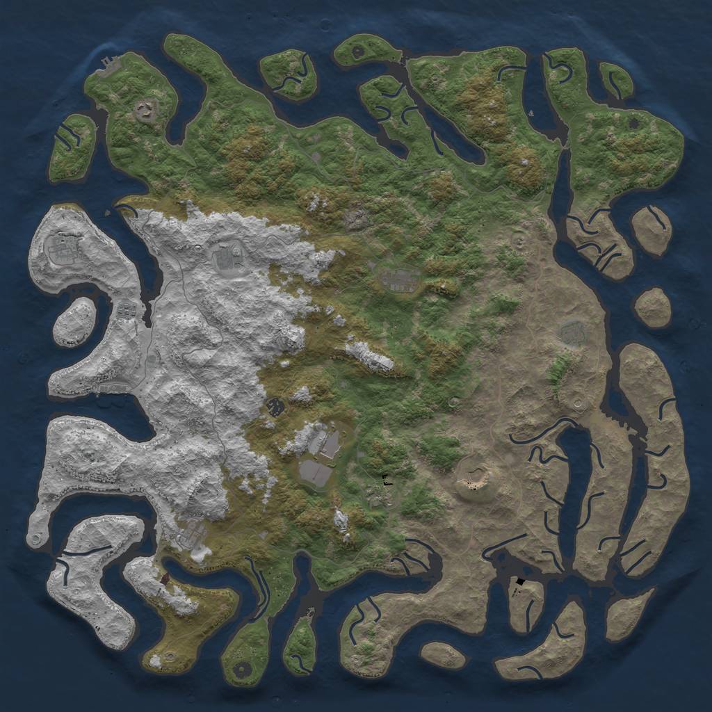 Rust Map: Procedural Map, Size: 6000, Seed: 349047, 16 Monuments