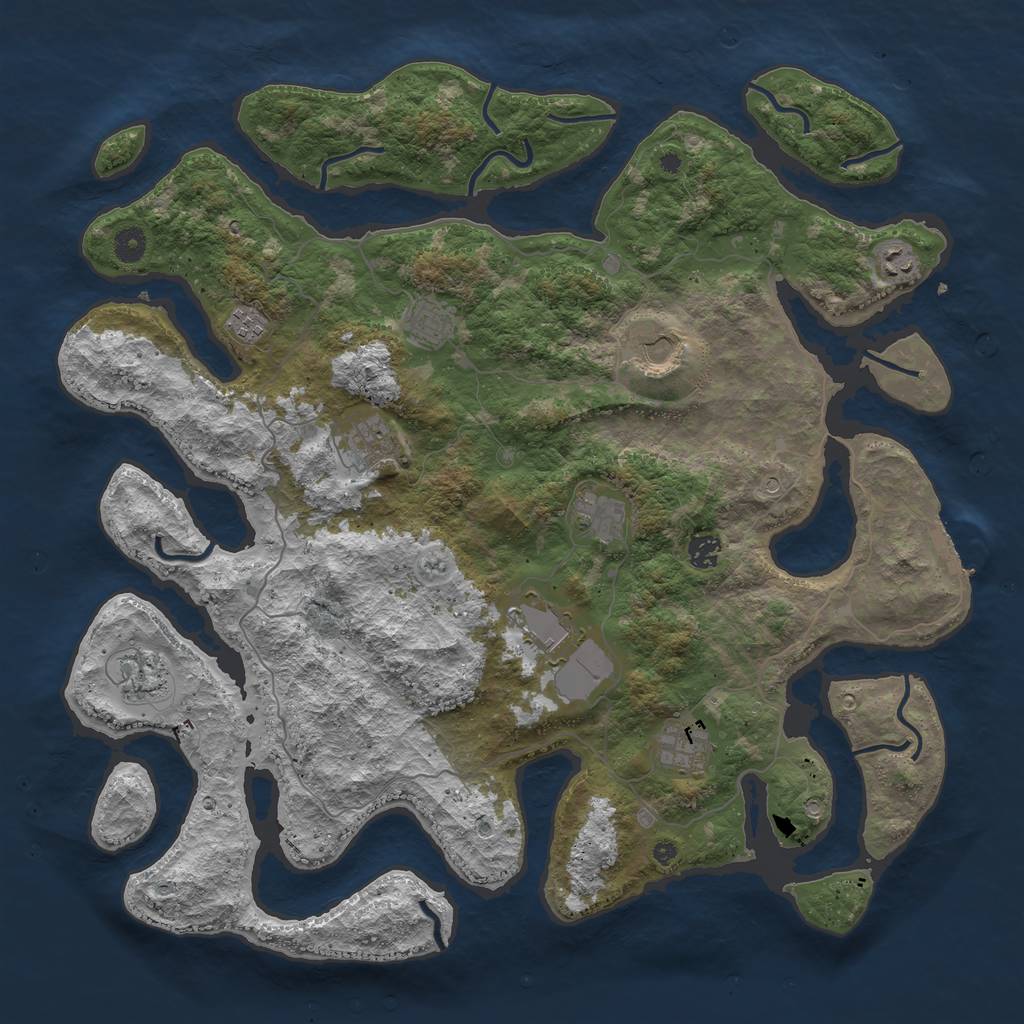 Rust Map: Procedural Map, Size: 4500, Seed: 1462304211, 14 Monuments