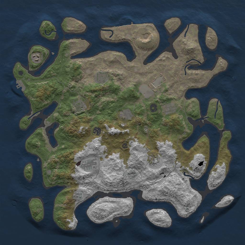 Rust Map: Procedural Map, Size: 4500, Seed: 434510, 16 Monuments