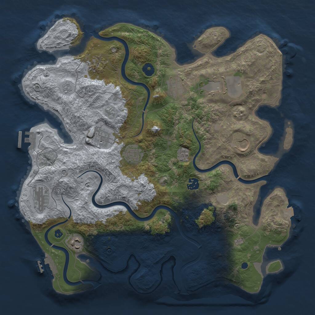 Rust Map: Procedural Map, Size: 3850, Seed: 1532340959, 16 Monuments