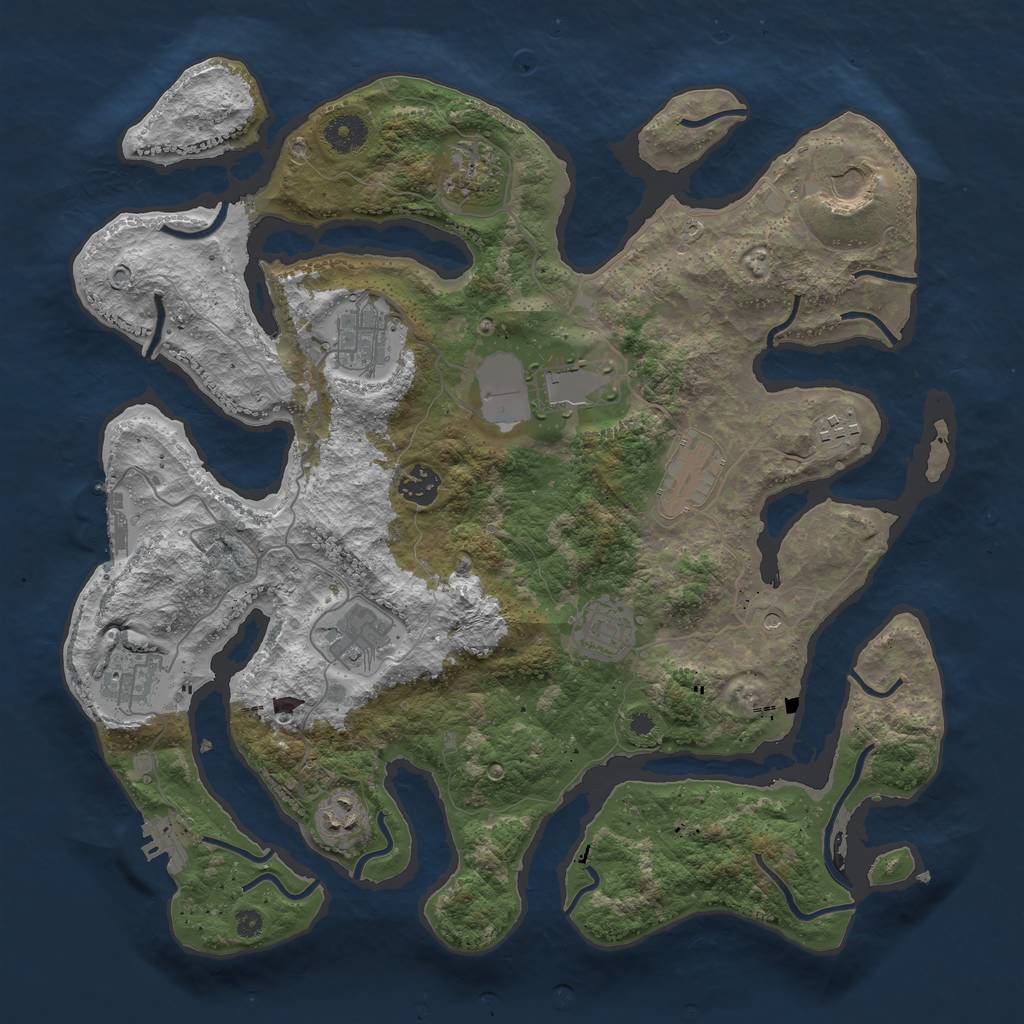 Rust Map: Procedural Map, Size: 3850, Seed: 1532340959, 16 Monuments