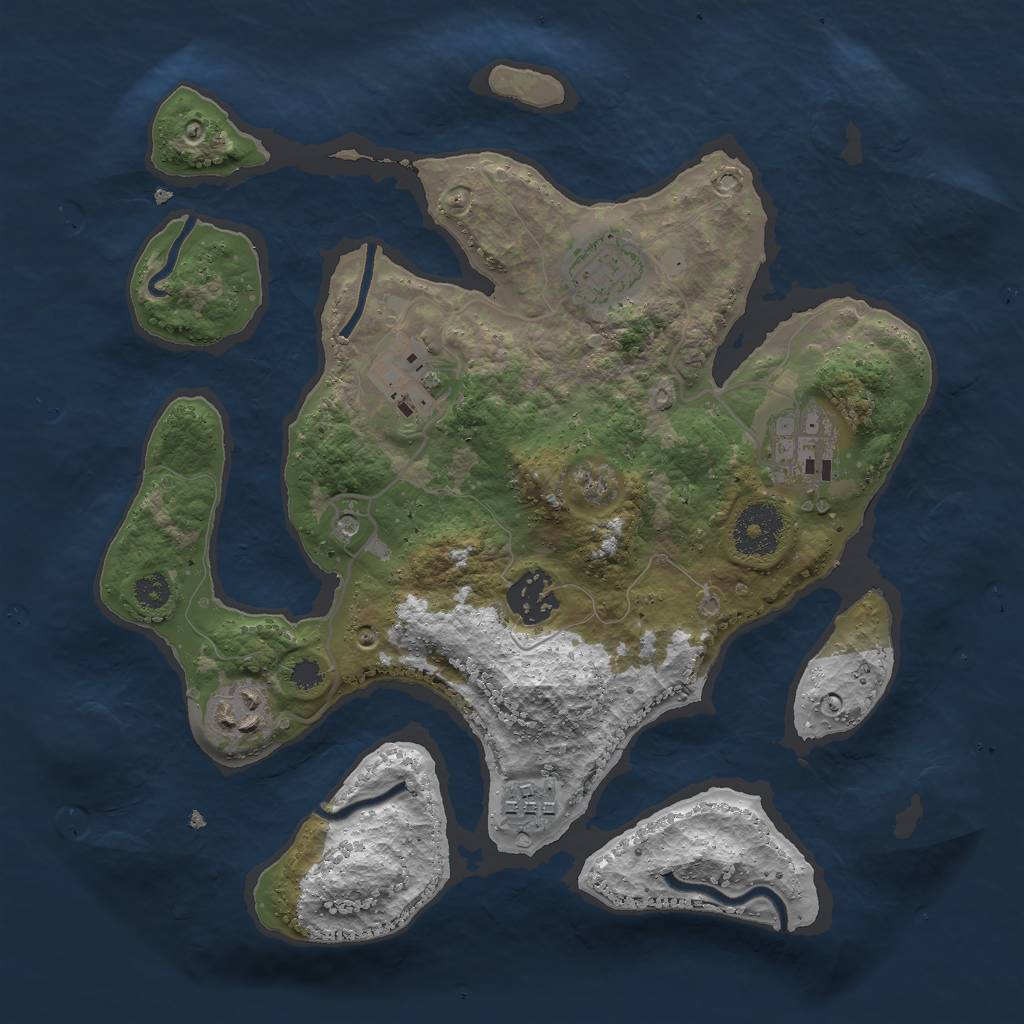 Rust Map: Procedural Map, Size: 3000, Seed: 1164112443, 9 Monuments