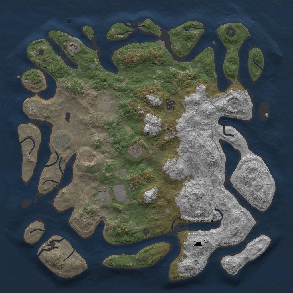 Rust Map: Procedural Map, Size: 4500, Seed: 580723345, 12 Monuments