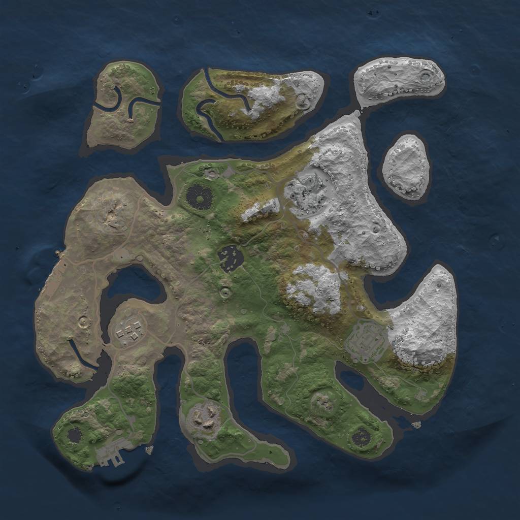 Rust Map: Procedural Map, Size: 3000, Seed: 6557, 9 Monuments