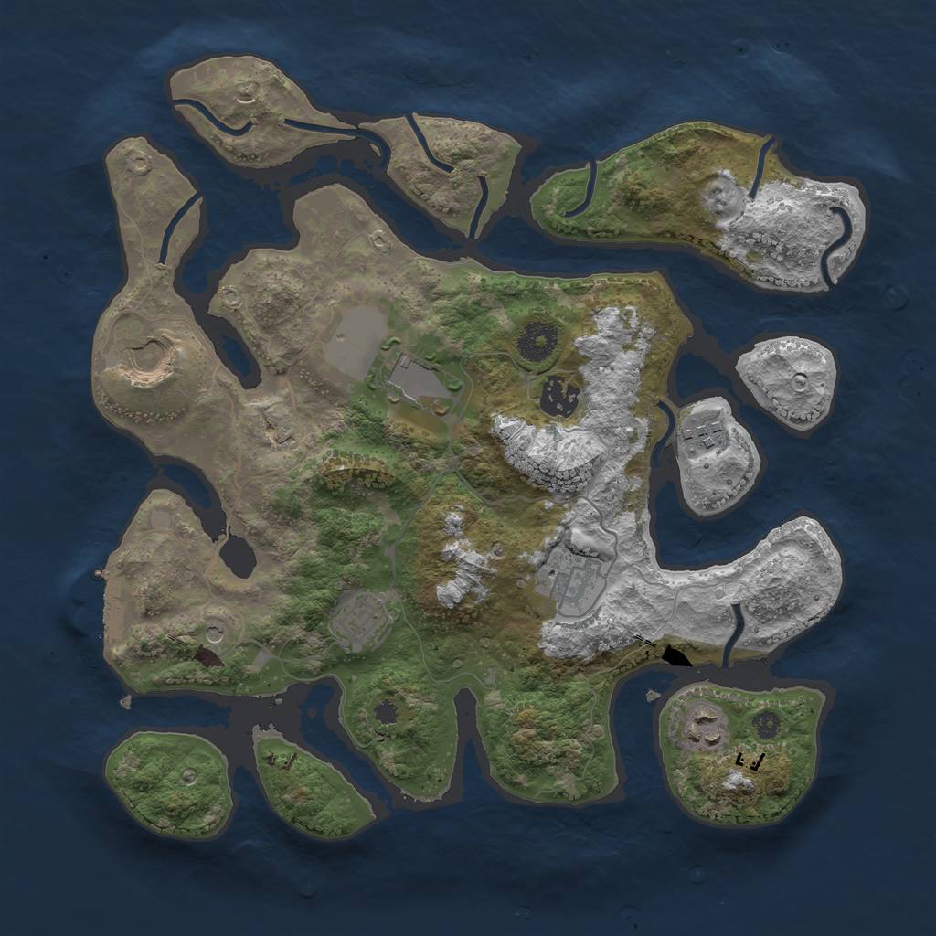 Rust Map: Procedural Map, Size: 3500, Seed: 9587, 11 Monuments