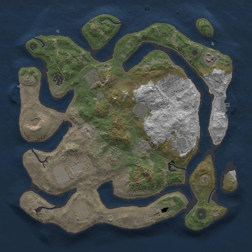 Rust Map: Procedural Map, Size: 3700, Seed: 974444181, 16 Monuments