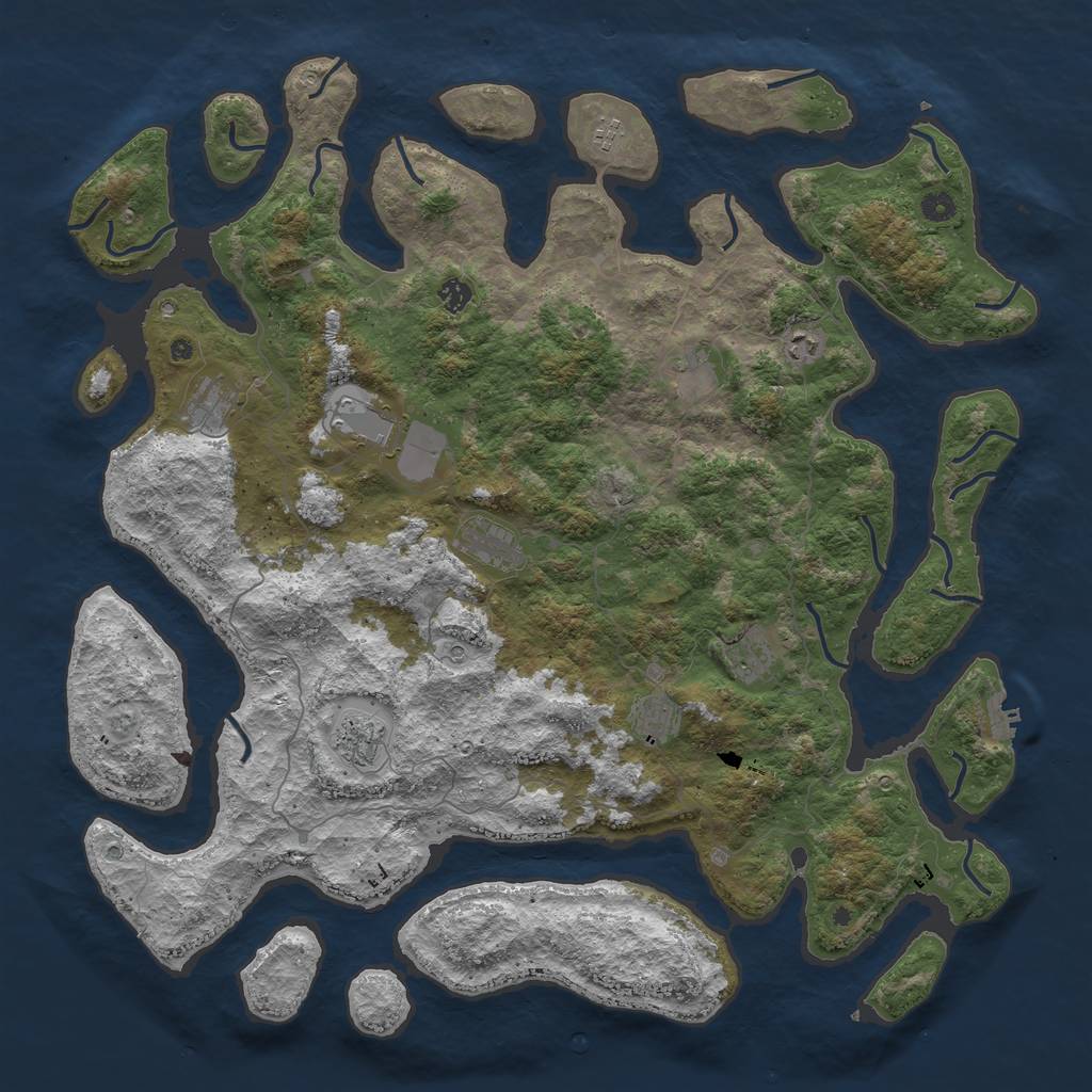 Rust Map: Procedural Map, Size: 5000, Seed: 5150, 14 Monuments