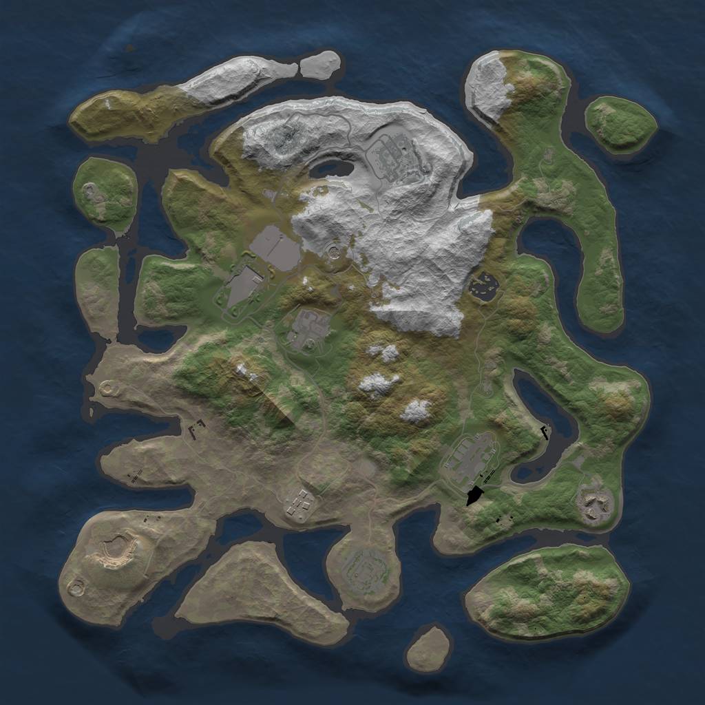 Rust Map: Barren, Size: 3750, Seed: 900963, 12 Monuments