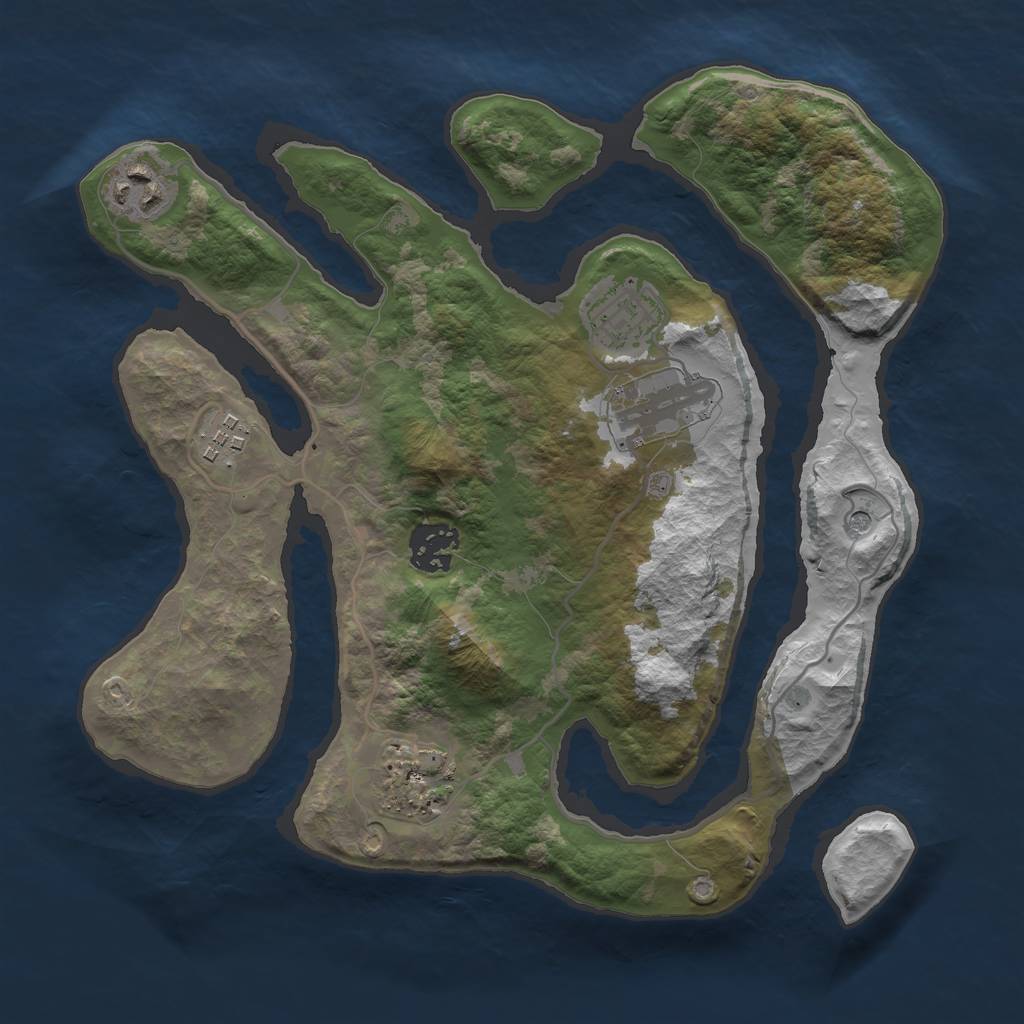 Rust Map: Barren, Size: 3000, Seed: 107112523, 9 Monuments