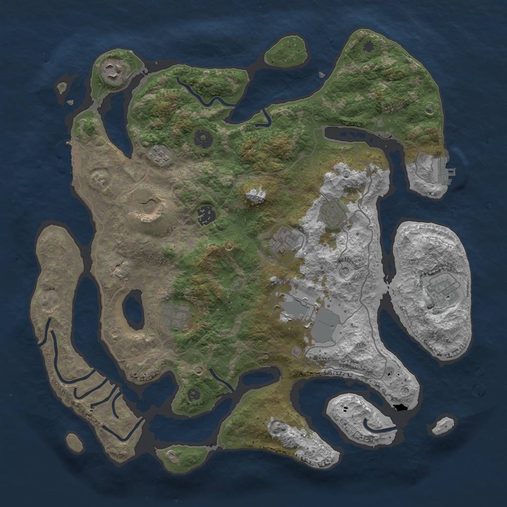 Rust Map: Procedural Map, Size: 4000, Seed: 959851, 14 Monuments