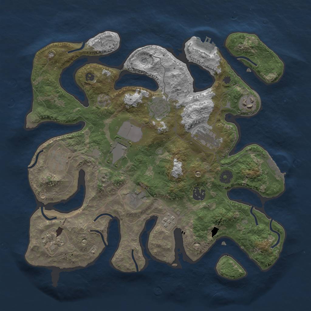 Rust Map: Procedural Map, Size: 3500, Seed: 2061195022, 14 Monuments