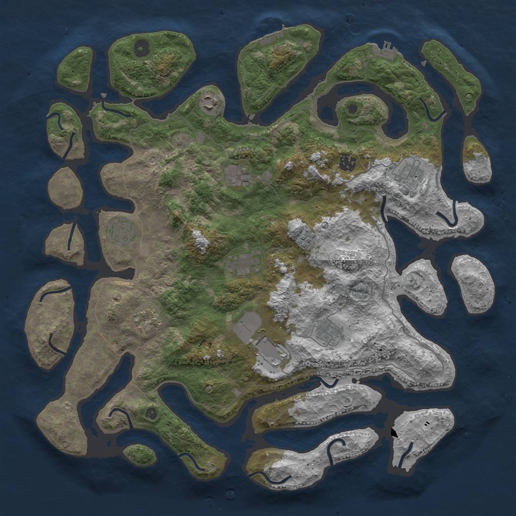 Rust Map: Procedural Map, Size: 4500, Seed: 341284451, 15 Monuments