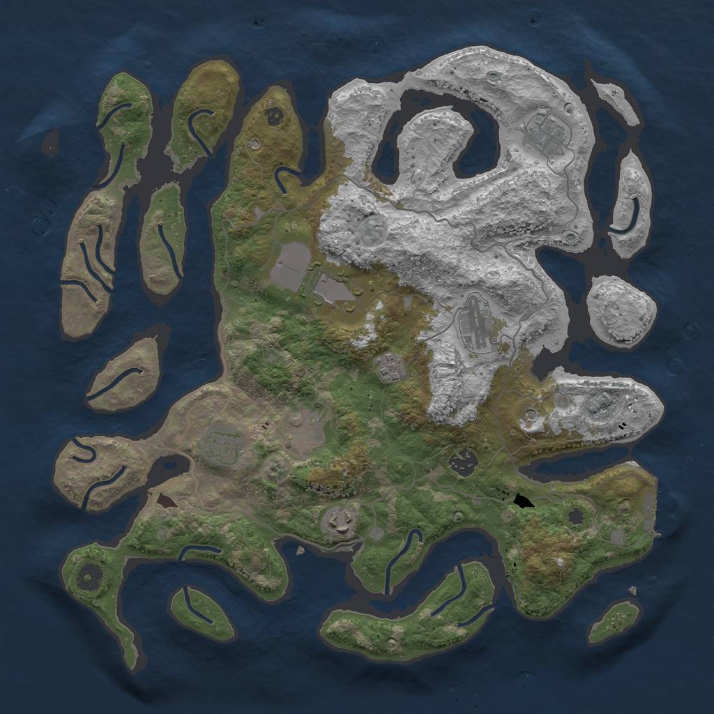 Rust Map: Procedural Map, Size: 4000, Seed: 13794633, 12 Monuments