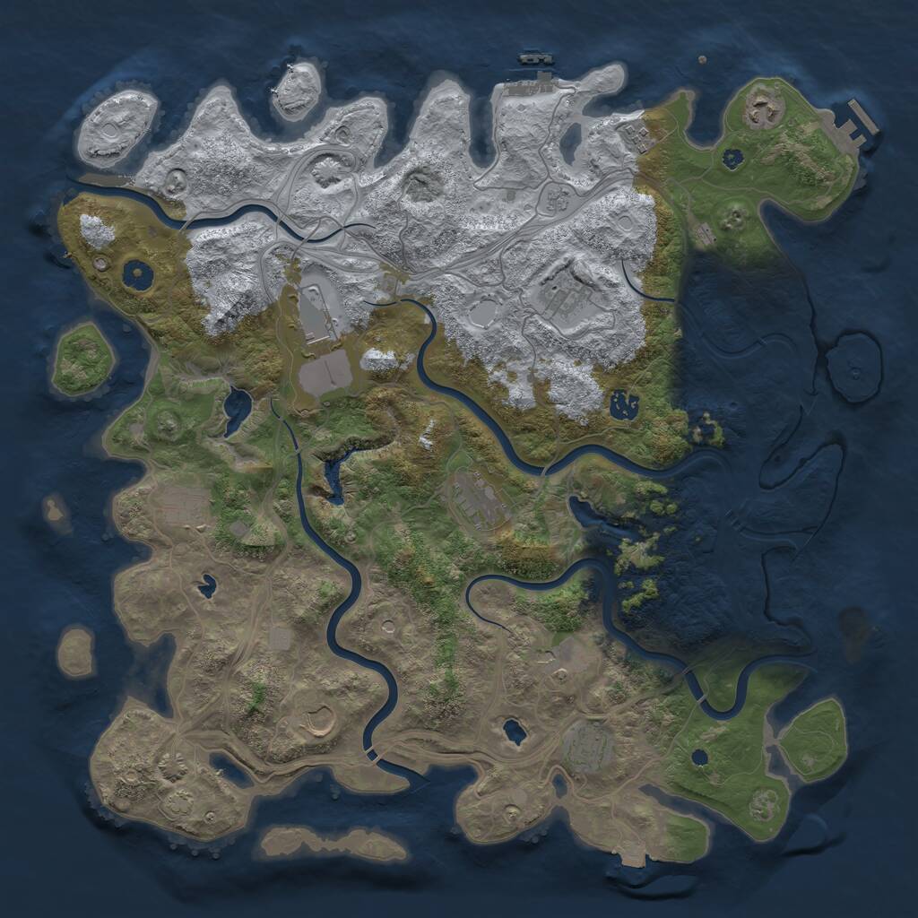 Rust Map: Procedural Map, Size: 4500, Seed: 1282402713, 16 Monuments