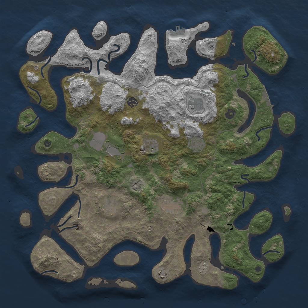 Rust Map: Procedural Map, Size: 4500, Seed: 1282402713, 14 Monuments