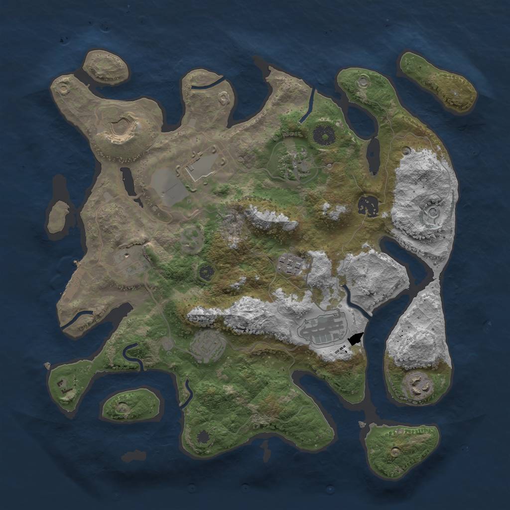 Rust Map: Procedural Map, Size: 3500, Seed: 75029, 13 Monuments