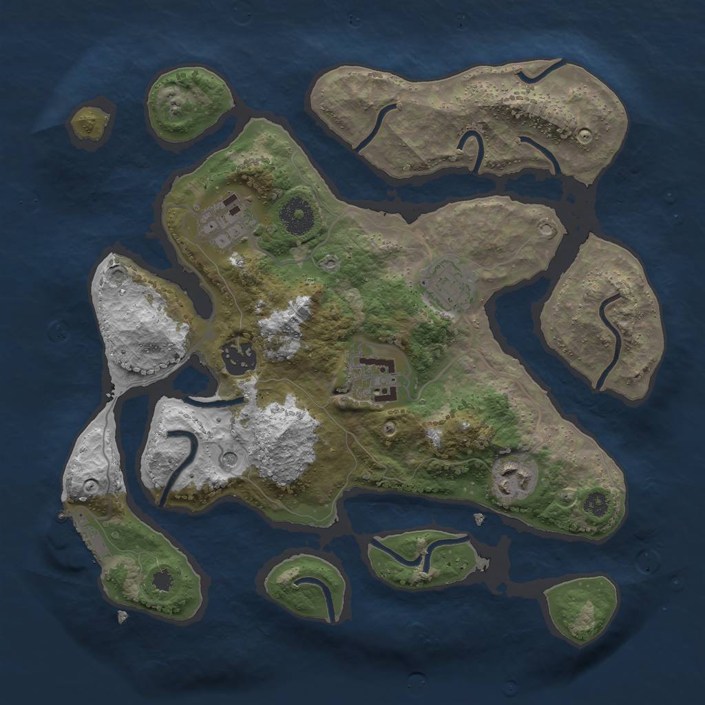 Rust Map: Procedural Map, Size: 3000, Seed: 1687473969, 9 Monuments