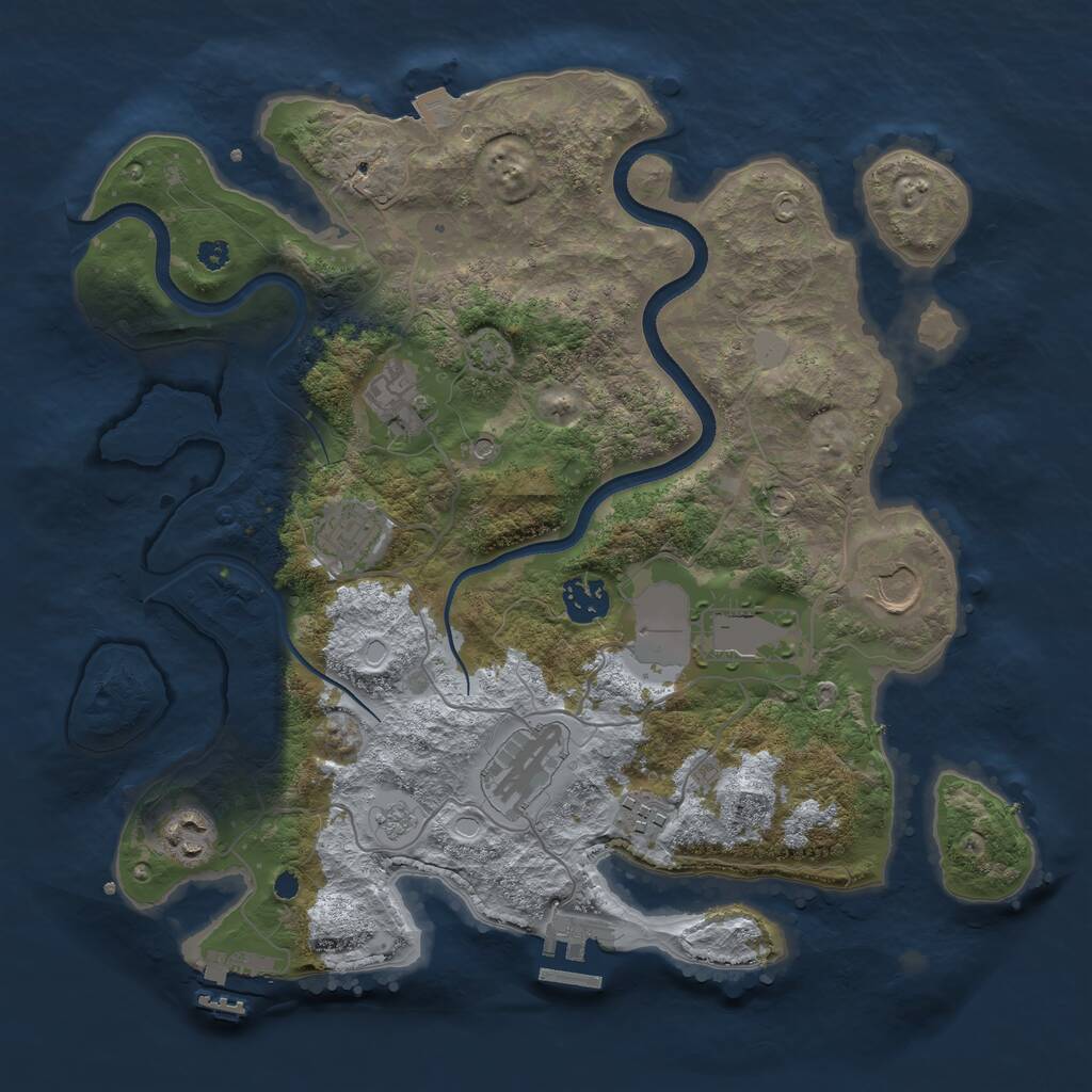 Rust Map: Procedural Map, Size: 3500, Seed: 5890908, 14 Monuments
