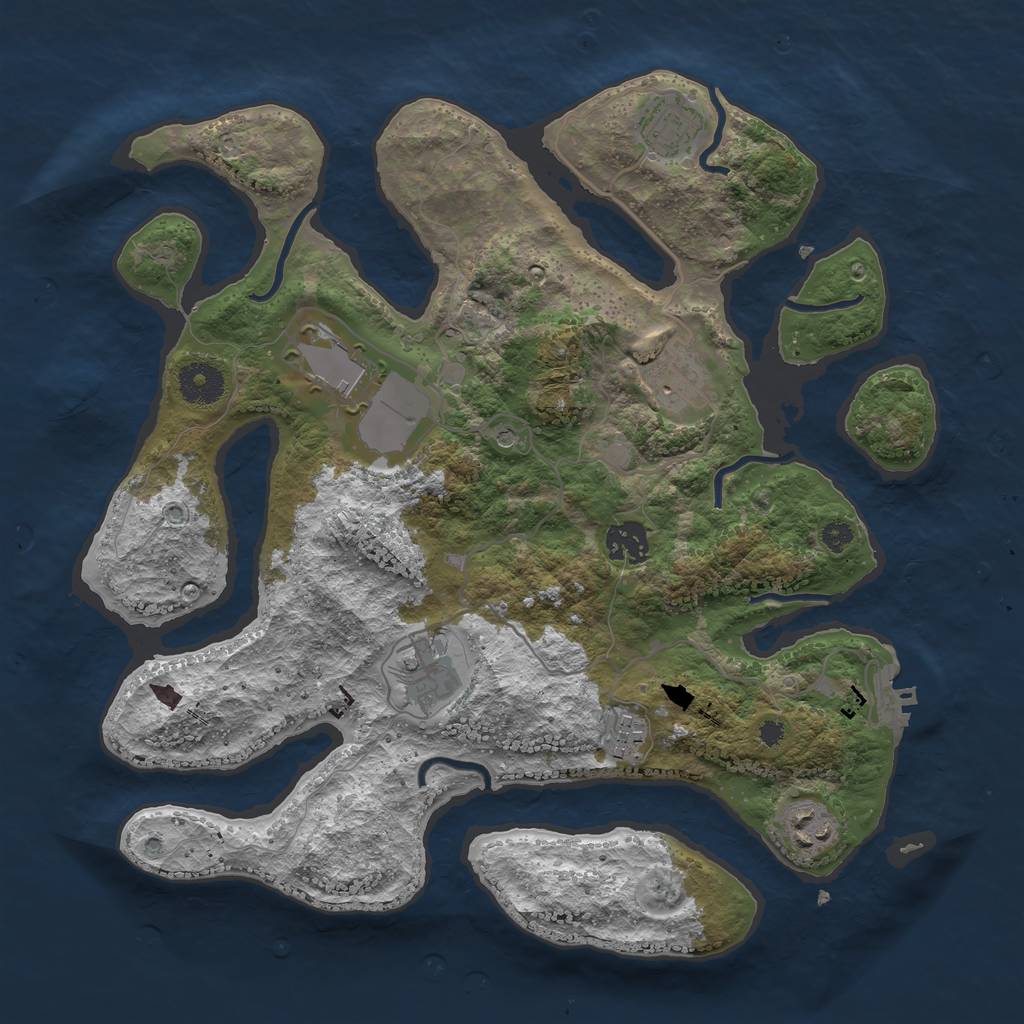 Rust Map: Procedural Map, Size: 3500, Seed: 724651083, 11 Monuments