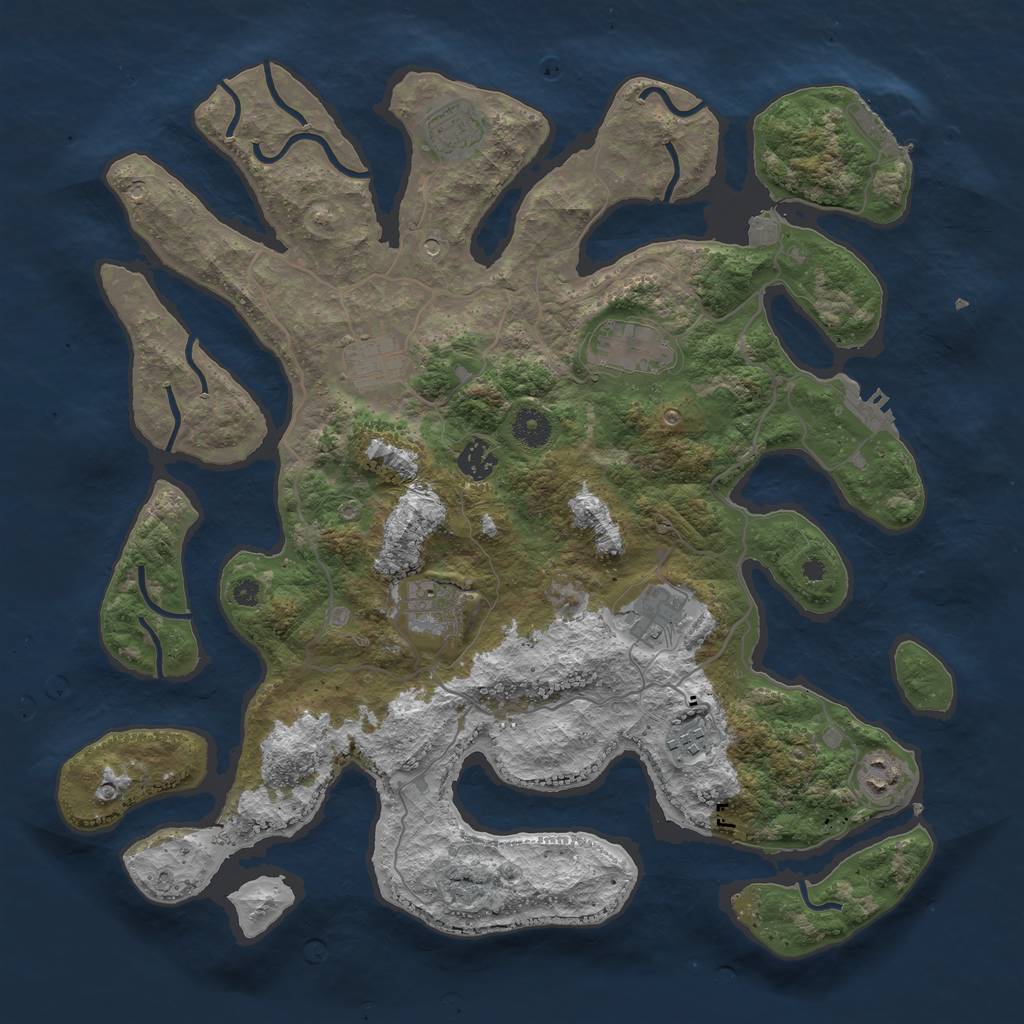 Rust Map: Procedural Map, Size: 4000, Seed: 835446, 13 Monuments