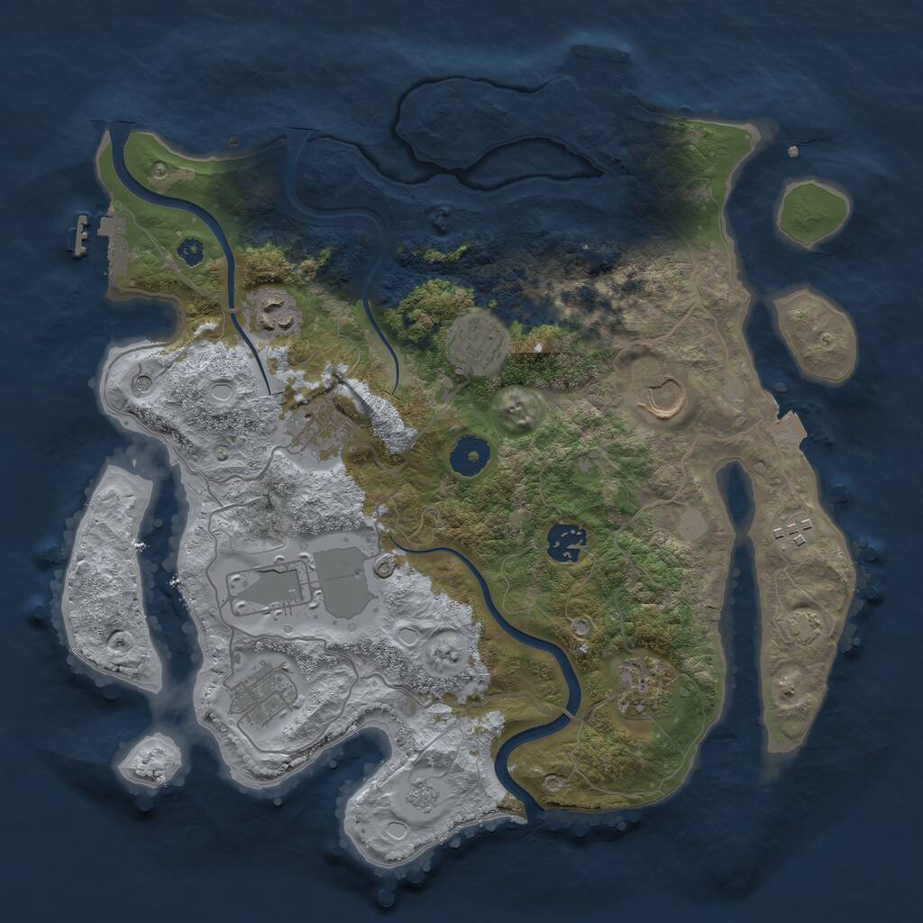 Rust Map: Procedural Map, Size: 3500, Seed: 352723570, 15 Monuments