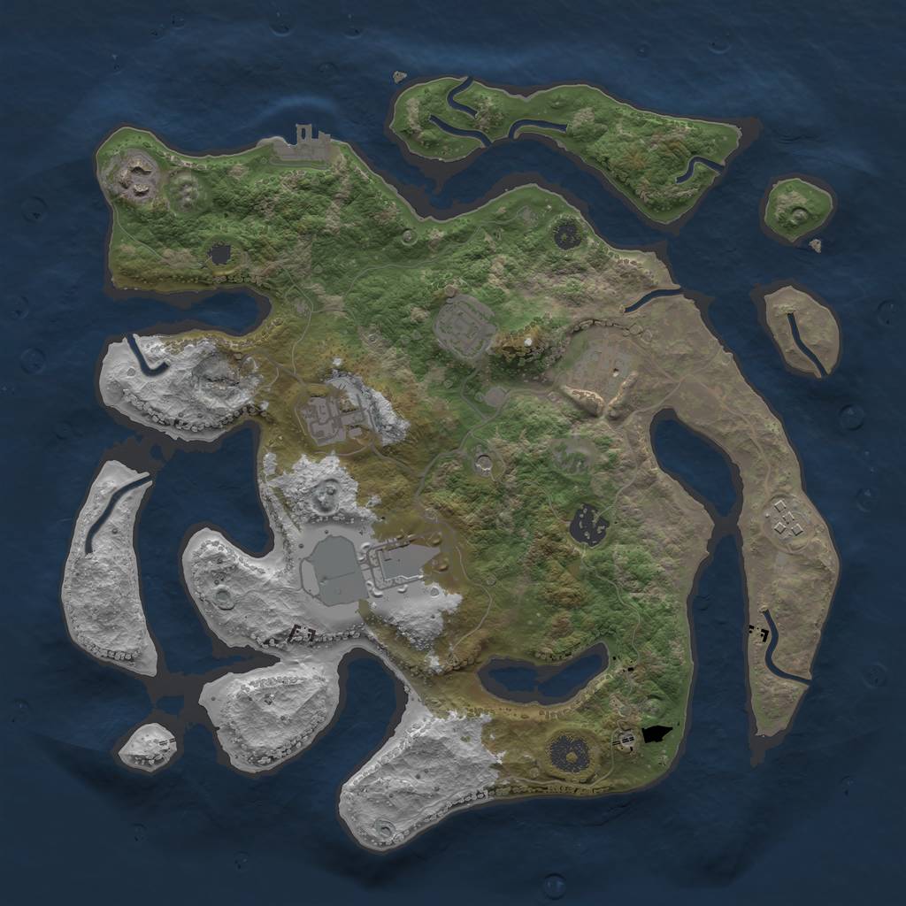 Rust Map: Procedural Map, Size: 3500, Seed: 352723570, 11 Monuments