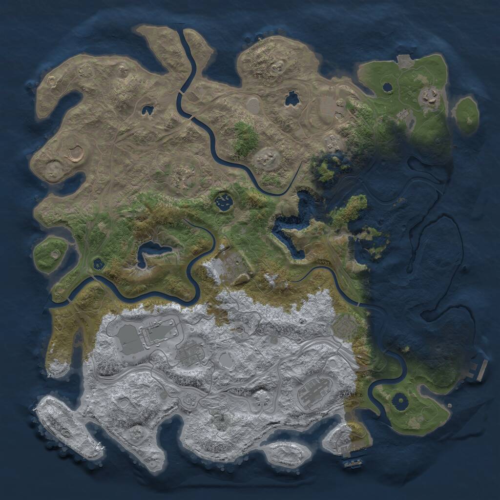 Rust Map: Procedural Map, Size: 4500, Seed: 1552994413, 17 Monuments