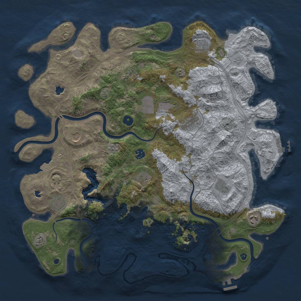 Rust Map: Procedural Map, Size: 4500, Seed: 1055701489, 17 Monuments