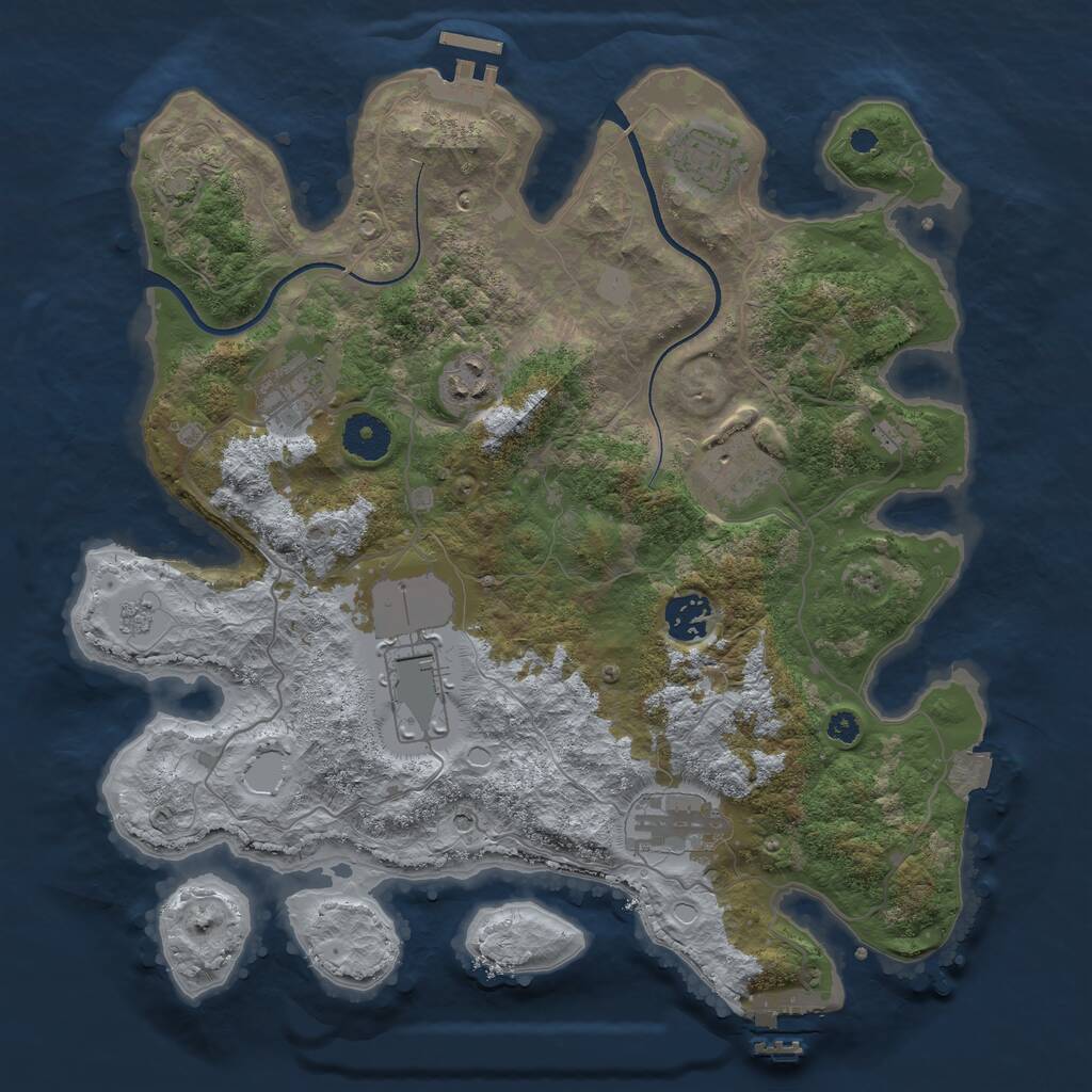 Rust Map: Procedural Map, Size: 3504, Seed: 3224572, 13 Monuments