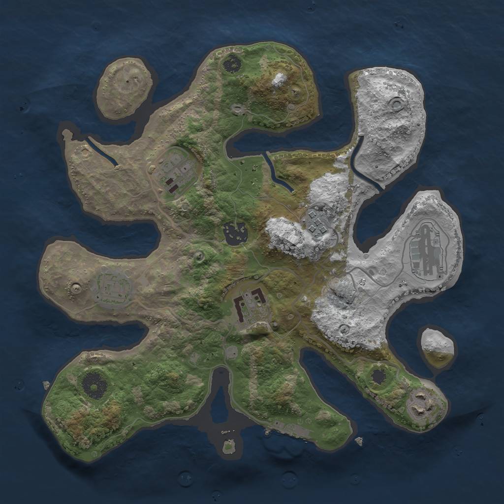 Rust Map: Procedural Map, Size: 3000, Seed: 285733142, 10 Monuments