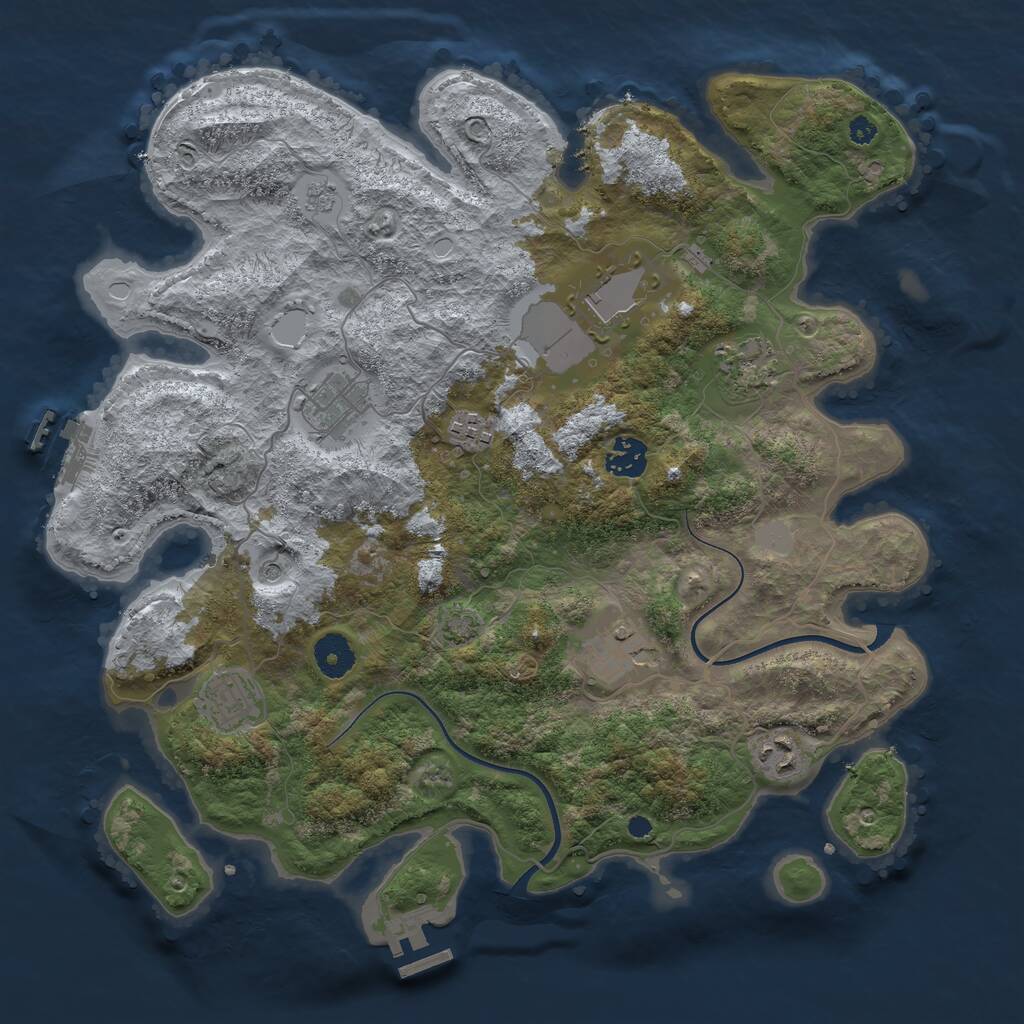 Rust Map: Procedural Map, Size: 3700, Seed: 12164974, 14 Monuments