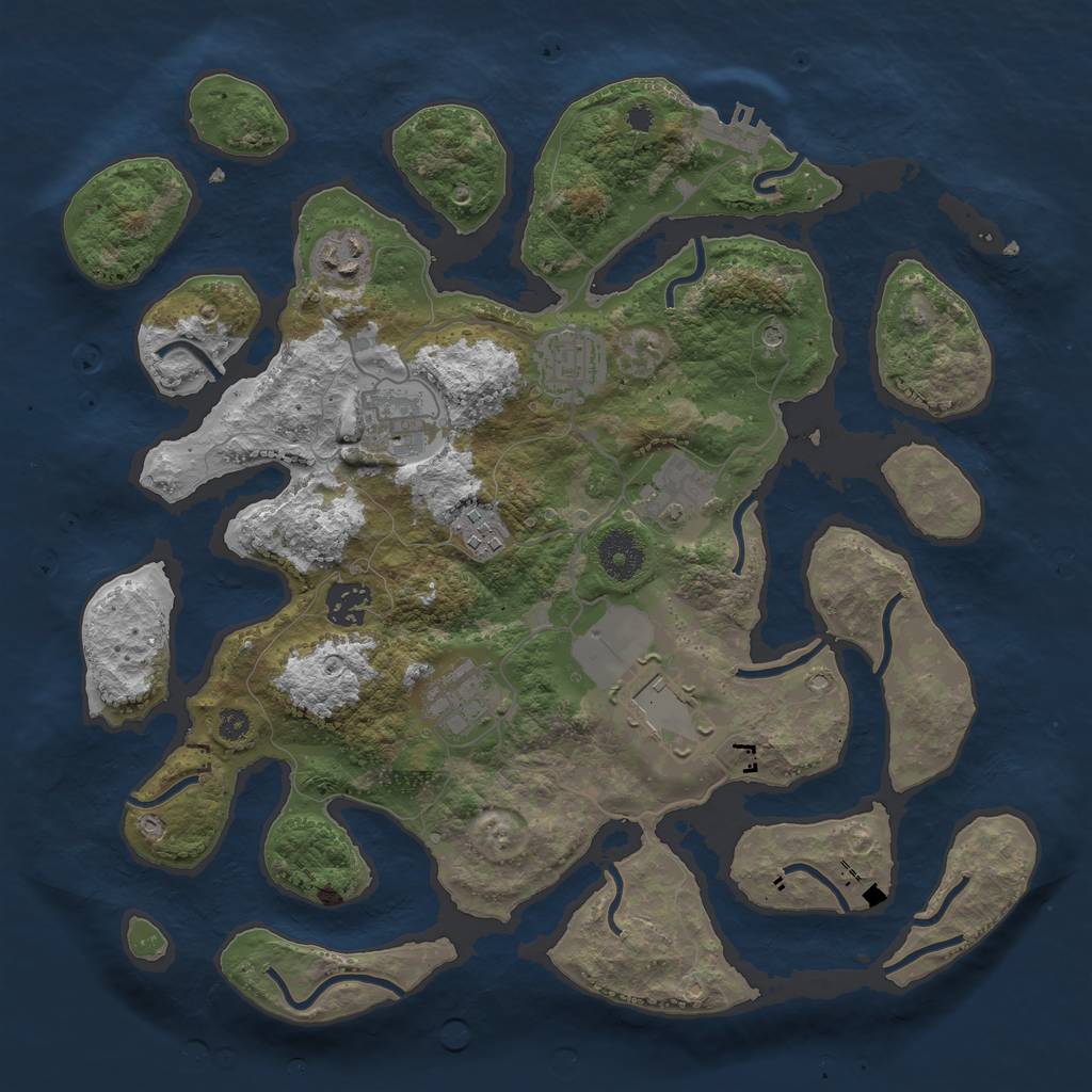 Rust Map: Procedural Map, Size: 3500, Seed: 1646943, 12 Monuments