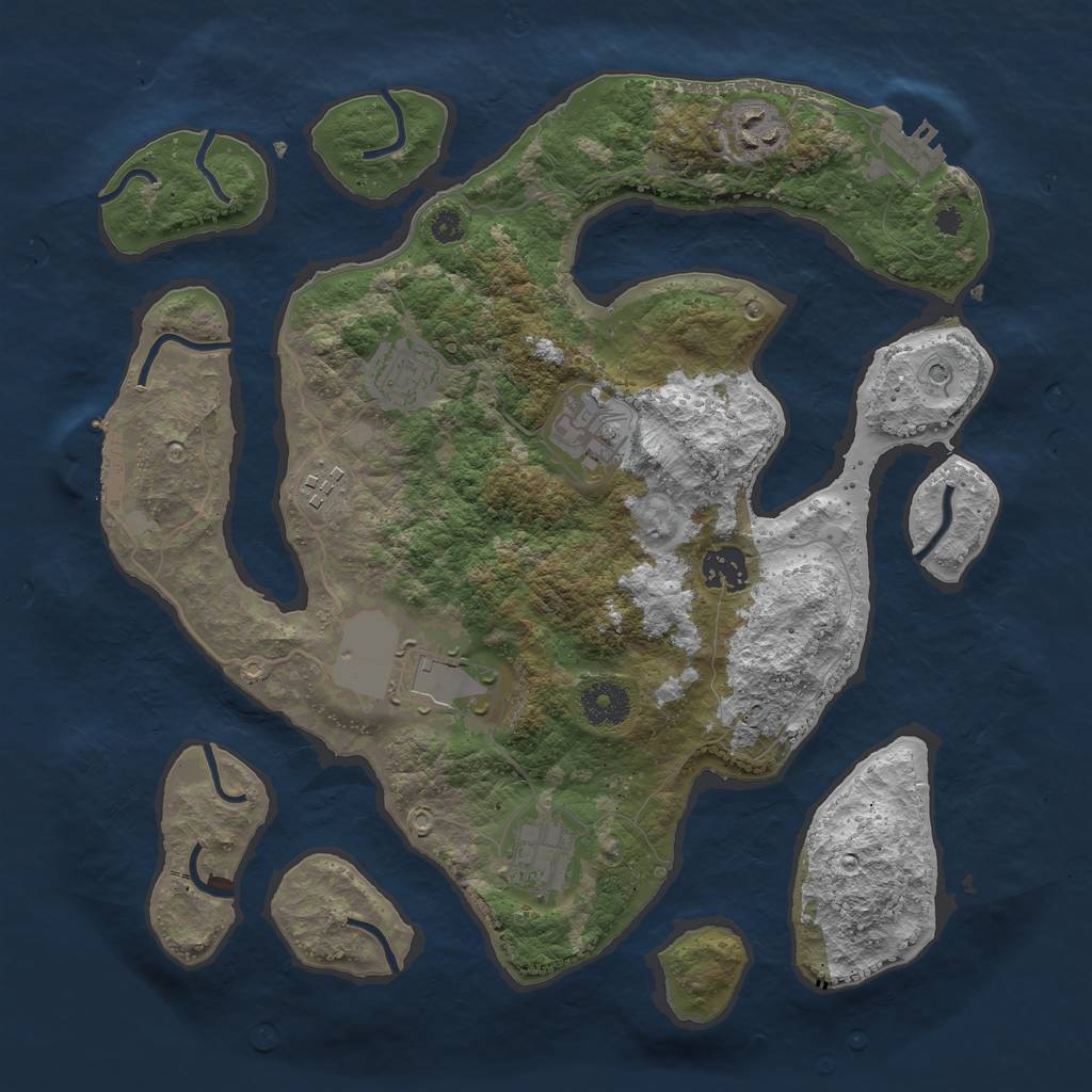 Rust Map: Procedural Map, Size: 3500, Seed: 784506074, 12 Monuments