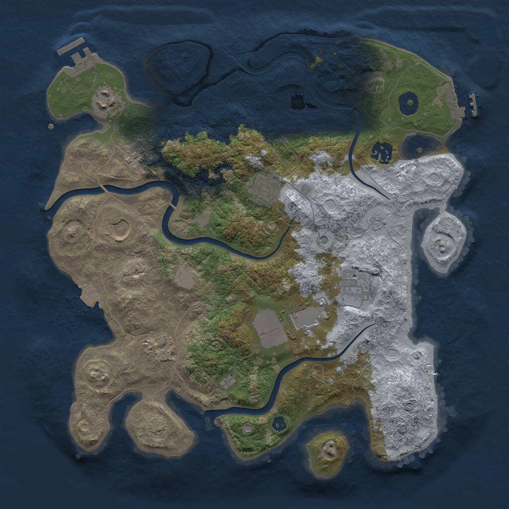 Rust Map: Procedural Map, Size: 3500, Seed: 784506074, 14 Monuments
