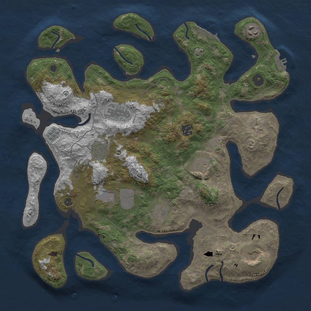 Rust Map: Procedural Map, Size: 4000, Seed: 72215, 14 Monuments