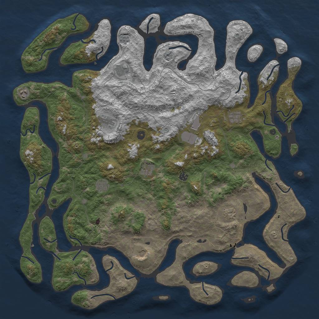 Rust Map: Procedural Map, Size: 5500, Seed: 5615, 14 Monuments
