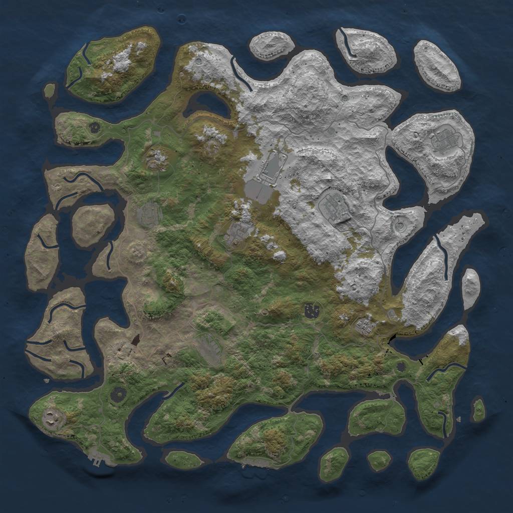 Rust Map: Procedural Map, Size: 4879, Seed: 1234567890, 15 Monuments