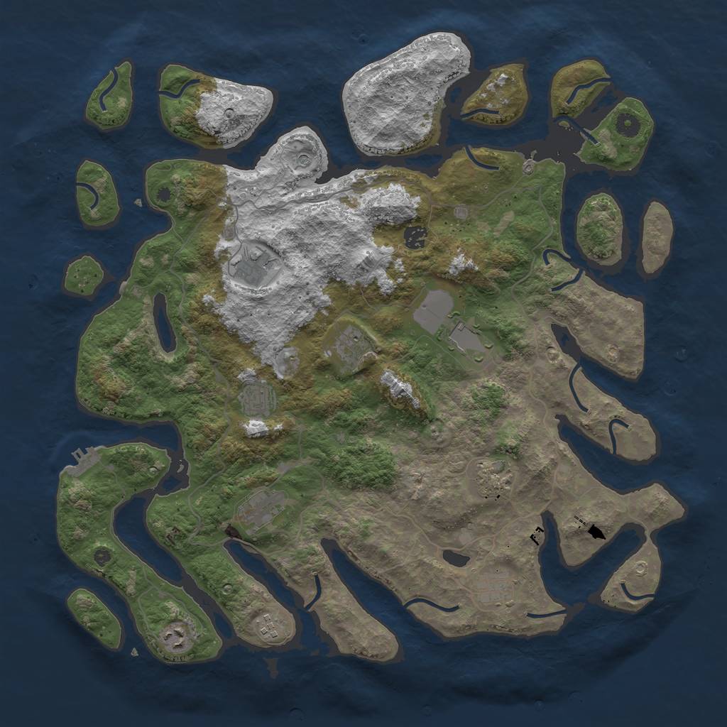 Rust Map: Procedural Map, Size: 4500, Seed: 1786112820, 14 Monuments
