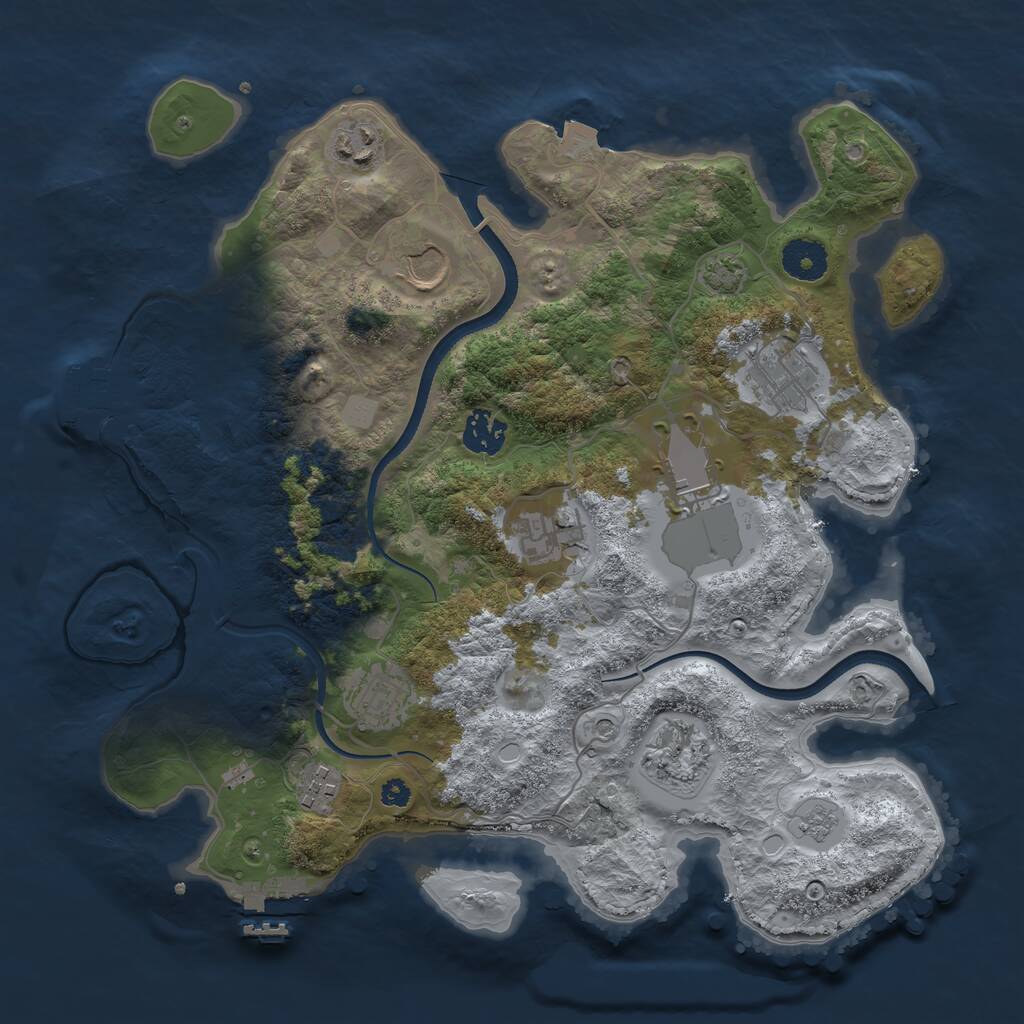 Rust Map: Procedural Map, Size: 3500, Seed: 873456411, 15 Monuments