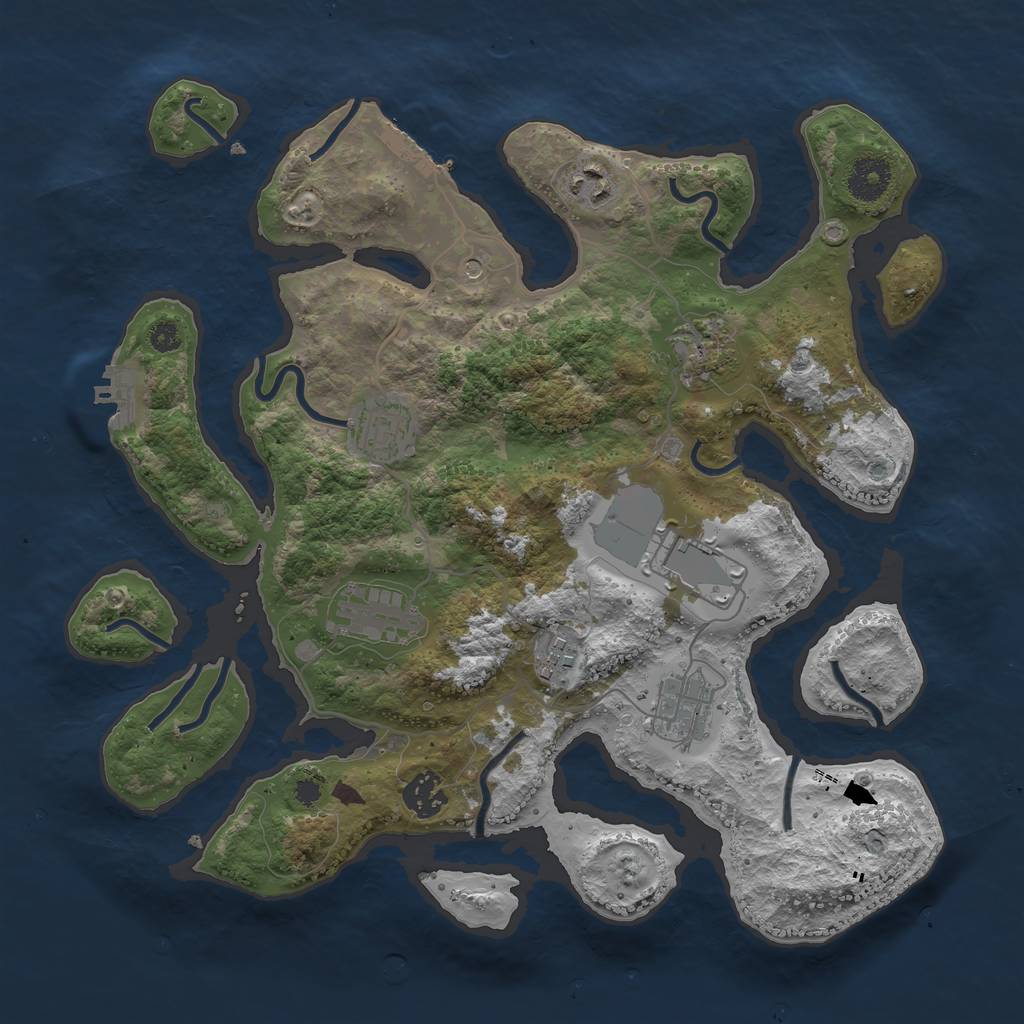 Rust Map: Procedural Map, Size: 3500, Seed: 873456411, 13 Monuments